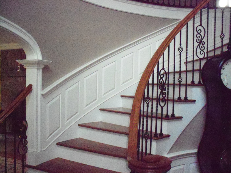 Paneled Wainscoting on wrapping staircase