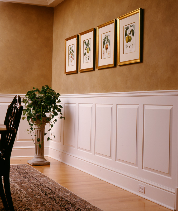 Paneled Wainscoting in dining room.