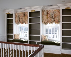 hallway window seat and Built In Cabinets by Wainscot Solutions