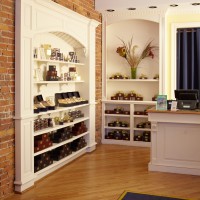 bridgewater chocolate store with wainscot display shelf