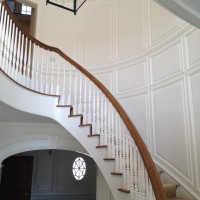 full wall raised panel curved wainscoting
