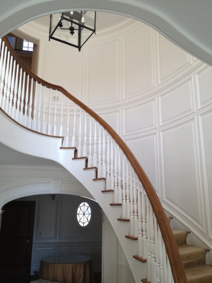 full wall raised panel curved wainscoting
