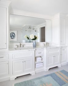white custom inset bathroom vanity cabinet