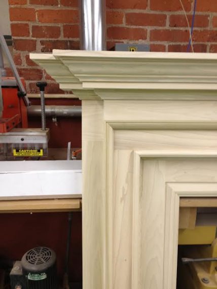 corner of unfinished custom fireplace