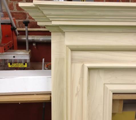 corner of unfinished custom fireplace