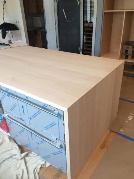 waterfall countertop unfinished